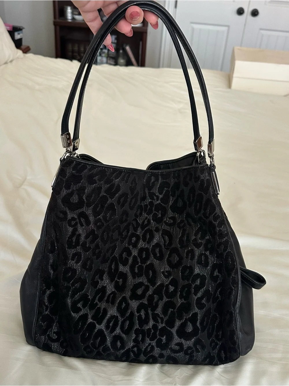 Coach Madison Chenille Ocelot Fabric North/South Tote - Picture 12 of 15